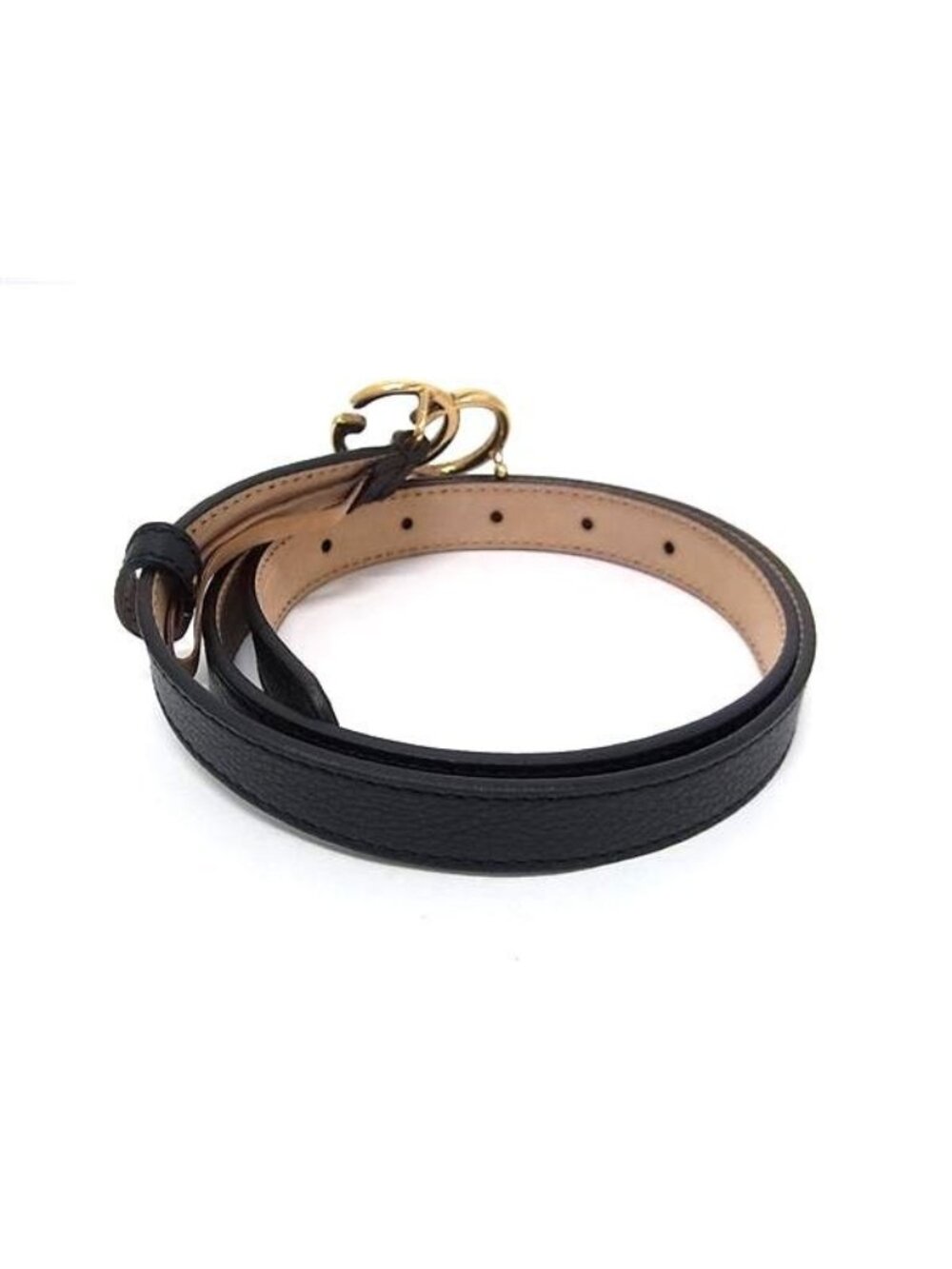 Gucci GG Marmont Leather Gold 80 32 Black Belt - Picture 2 of 5